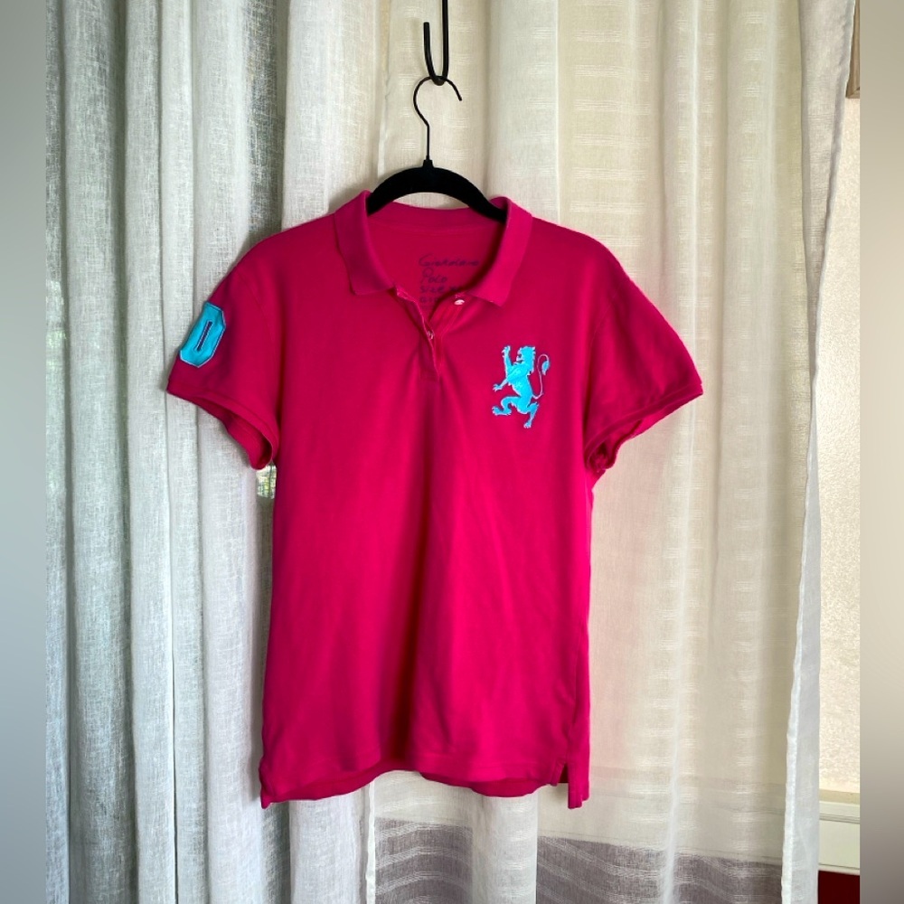 Giordano Polo Pink and Blue Navy & White Stripe Collar XL - Picture 2 of 12